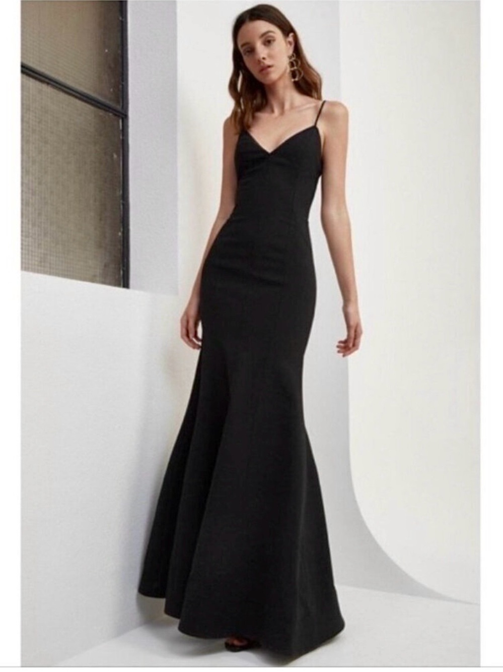 C/MEO Collective Black Gown Sz S Maxi Dress Spaghetti Straps Mermaid Event Prom